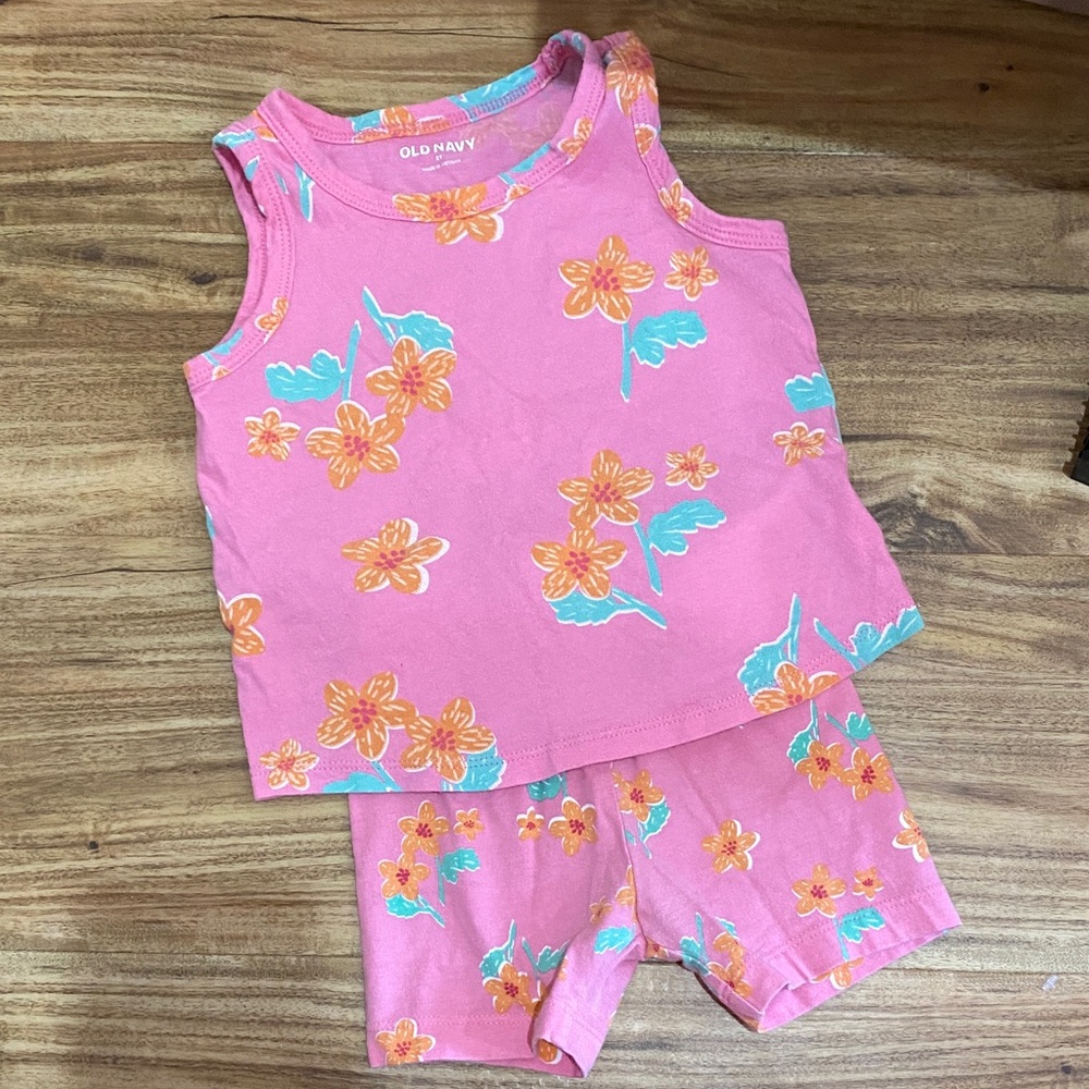 Old Navy Pink and Orange Floral Kids Set